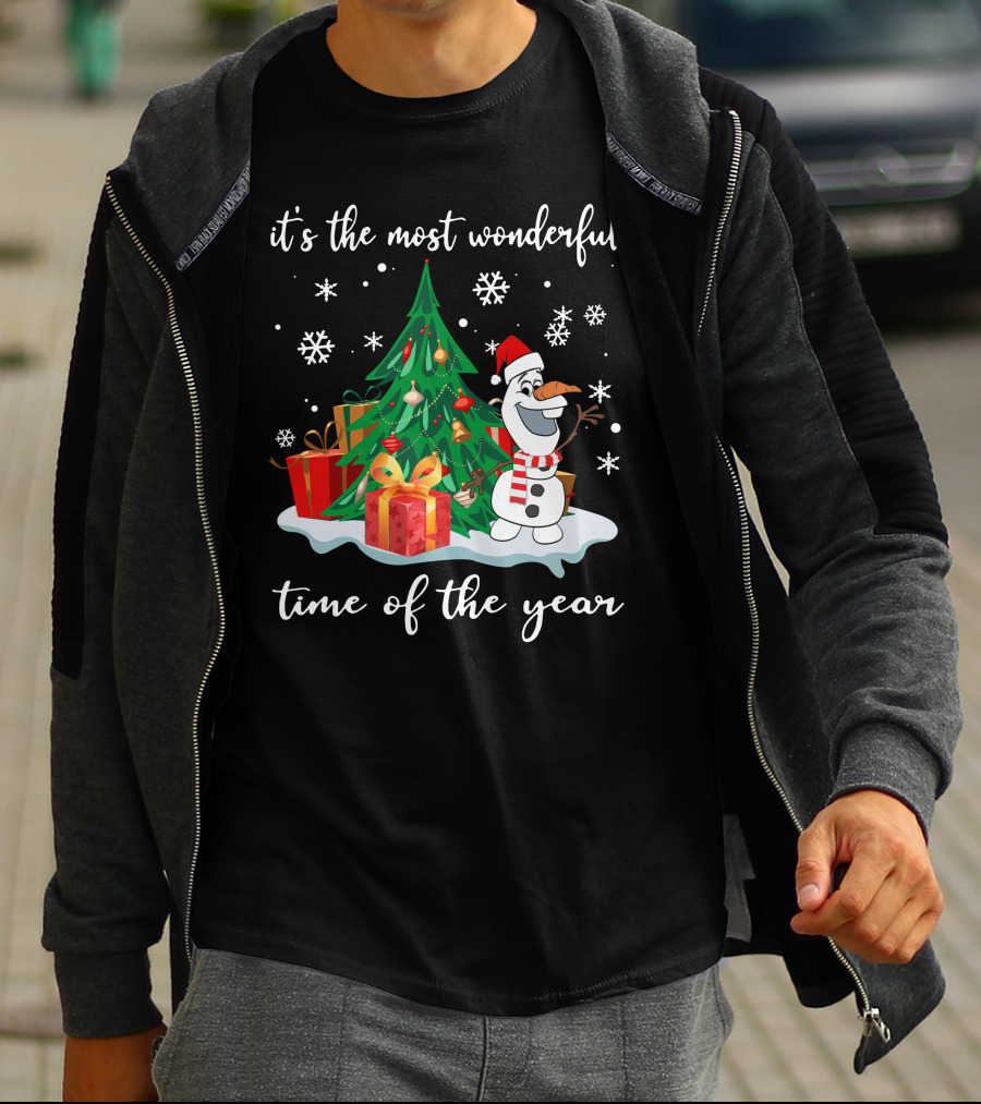 It's The Most Wonderful Time Of The Year Olaf Christmas Tree Snowman T-Shirt