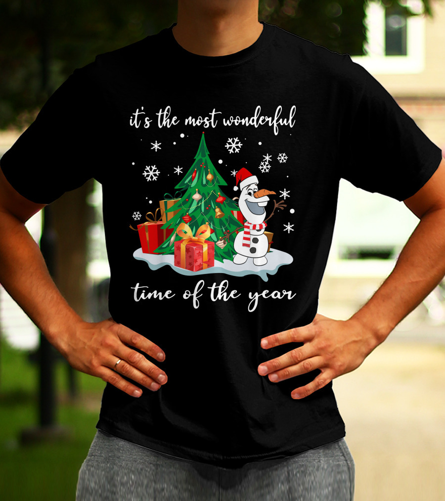 It's The Most Wonderful Time Of The Year Olaf Christmas Tree Snowman T-Shirt