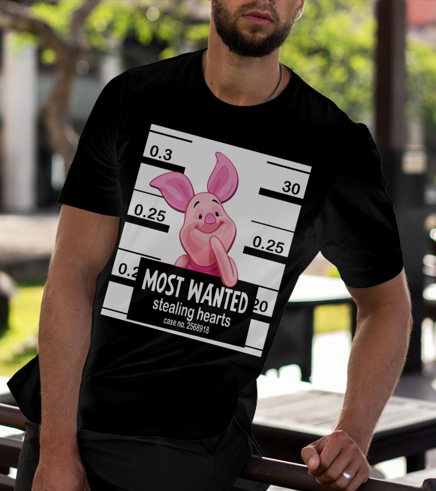 Most Wanted Piglet Stealing Hearts Mugshot Case No. 2568918 T-Shirt