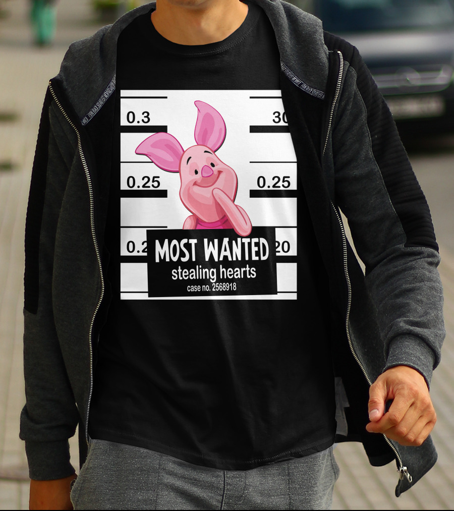 Most Wanted Piglet Stealing Hearts Mugshot Case No. 2568918 T-Shirt