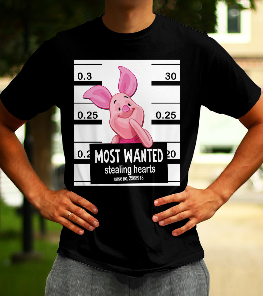 Most Wanted Piglet Stealing Hearts Mugshot Case No. 2568918 T-Shirt