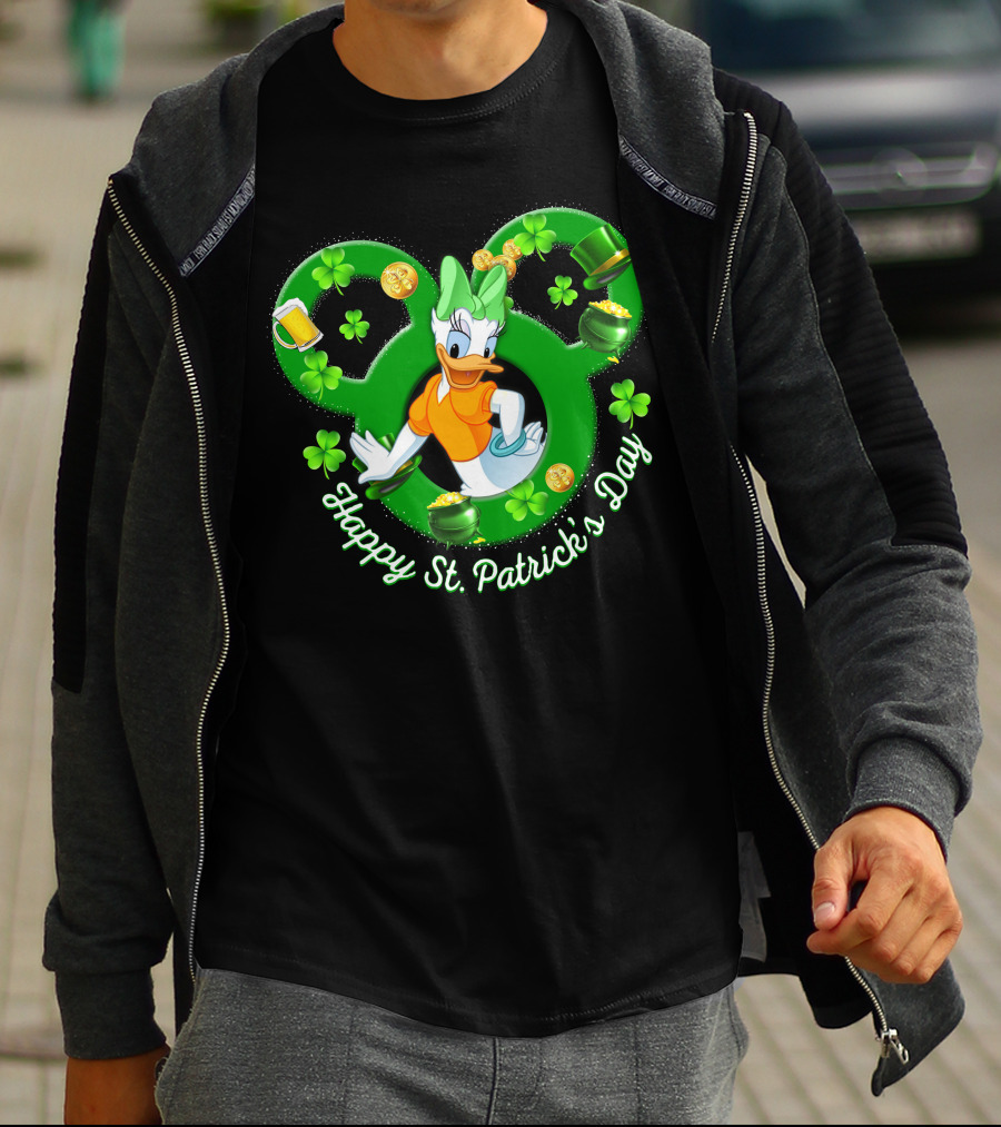 Happy St. Patrick's Day Daisy Duck Mickey Clover Gold T-Shirt