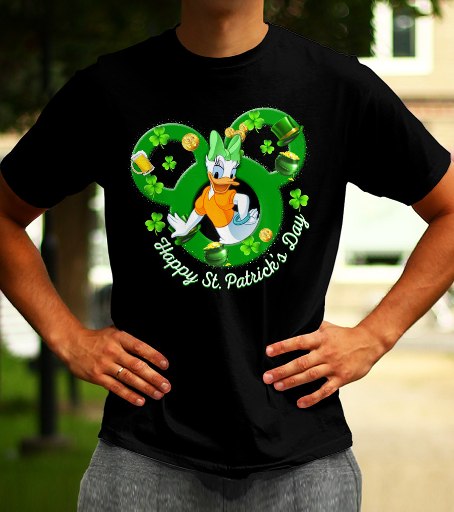 Happy St. Patrick's Day Daisy Duck Mickey Clover Gold T-Shirt