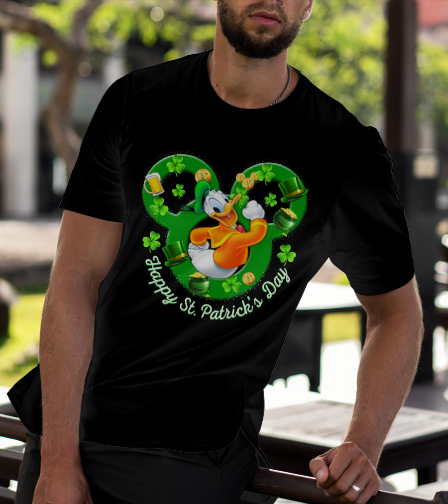Happy St. Patrick's Day Donald Duck Shamrock Mickey Ears T-Shirt
