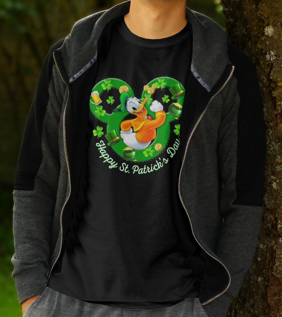 Happy St. Patrick's Day Donald Duck Shamrock Mickey Ears T-Shirt