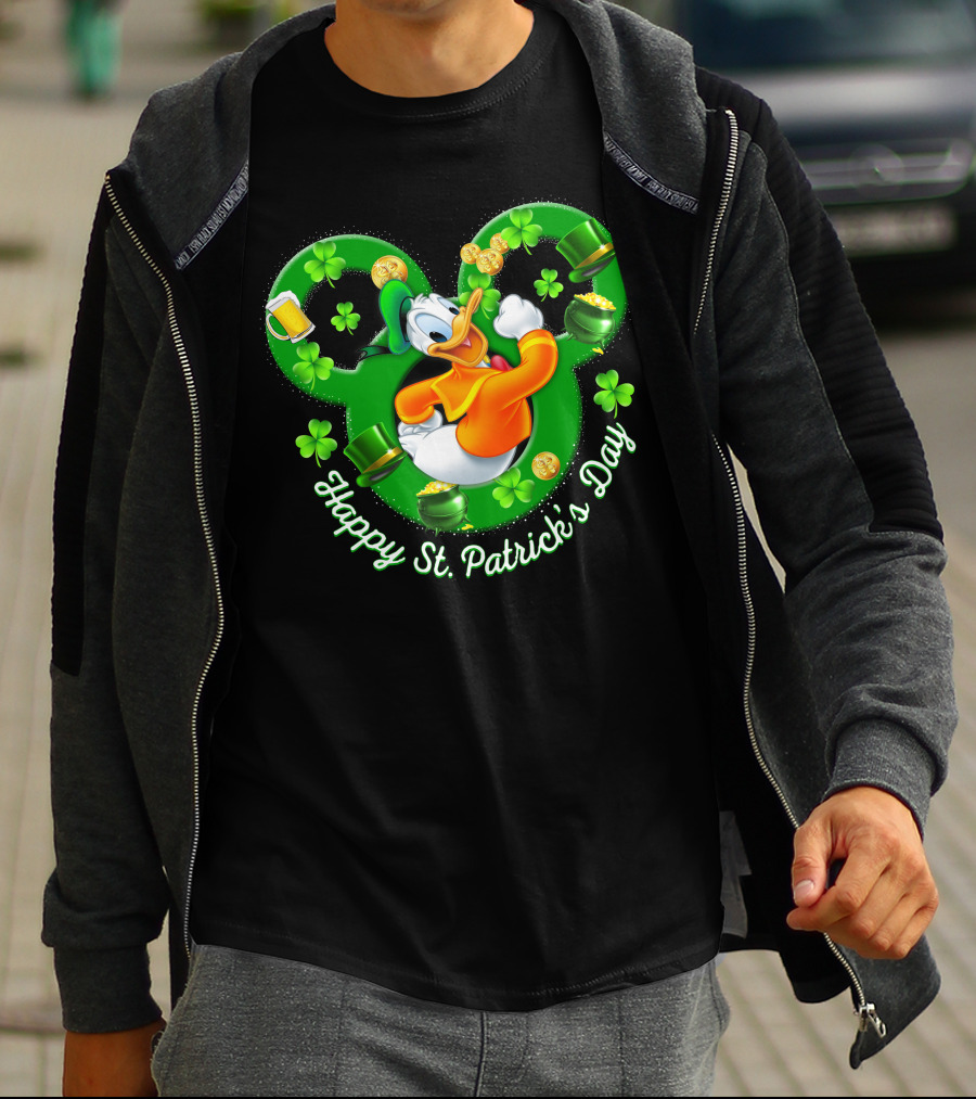 Happy St. Patrick's Day Donald Duck Shamrock Mickey Ears T-Shirt