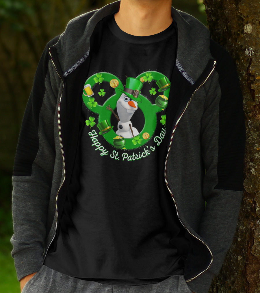 Olaf Happy St. Patrick's Day Mickey Mouse Shamrocks And Hats T-Shirt