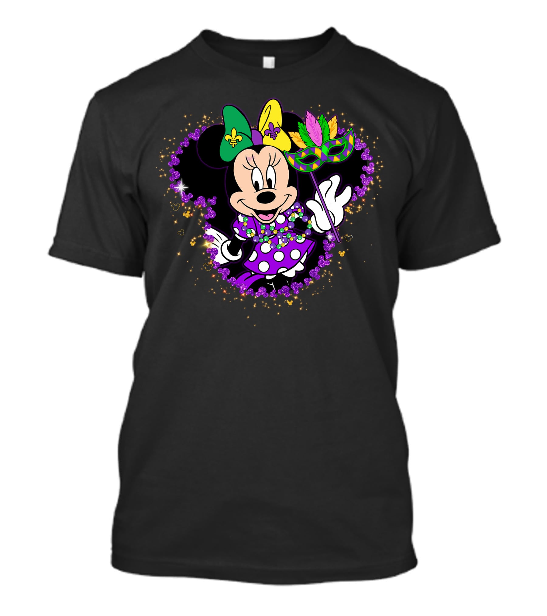 Minnie Mardi Gras Celebration With Mask And Beads T-Shirt