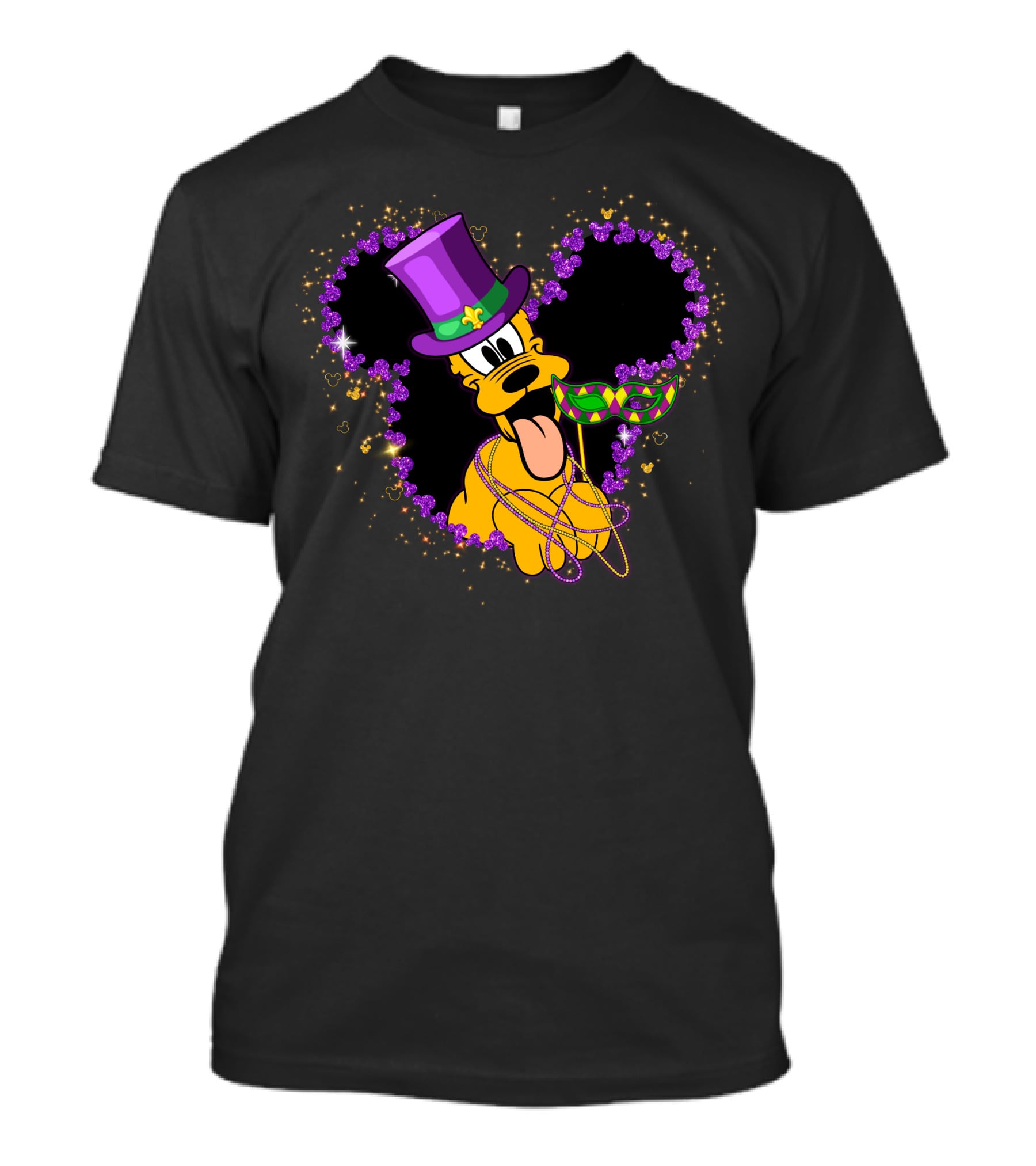 Pluto Mardi Gras Heart With Mask And Beads T-Shirt