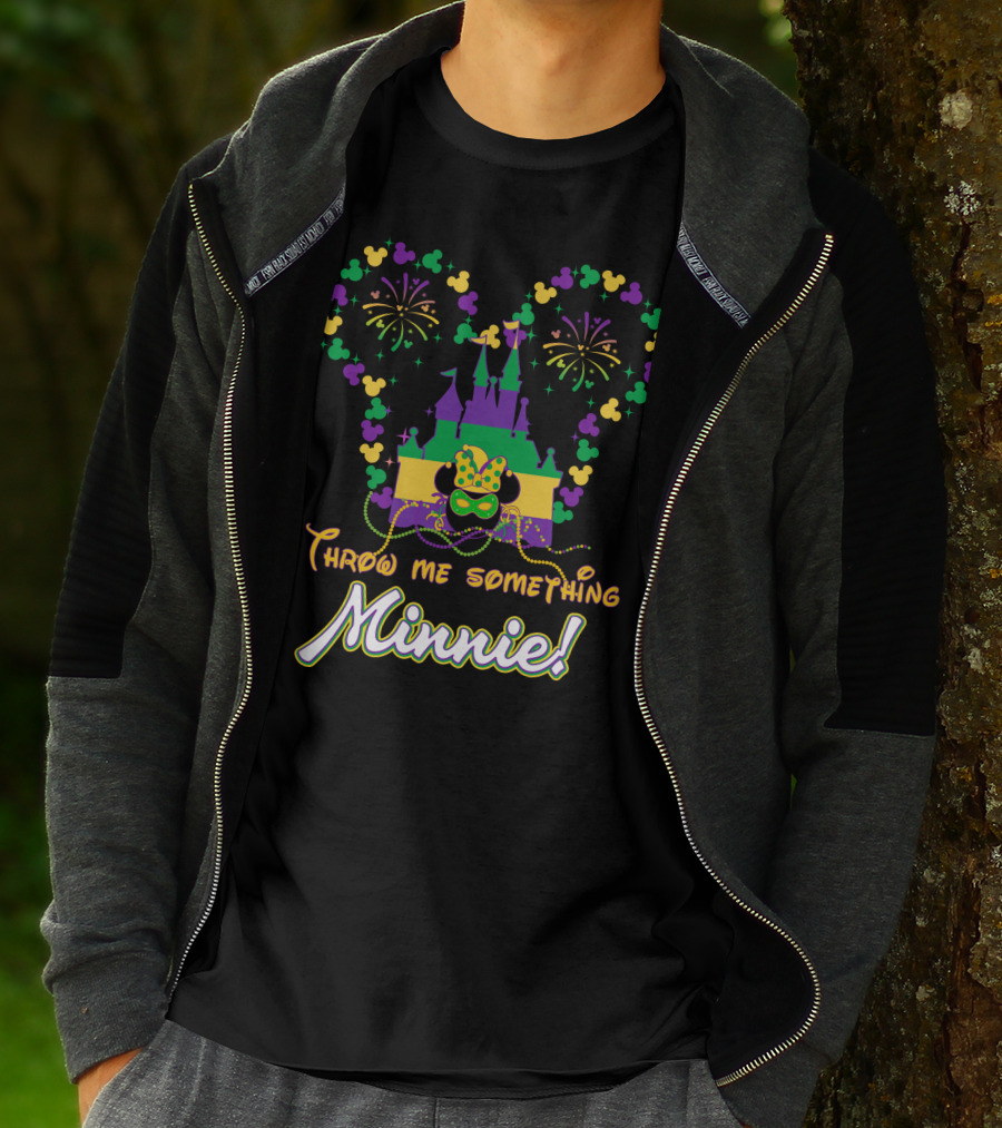 Throw Me Something Minnie Mardi Gras Castle Fireworks Magic T-Shirt