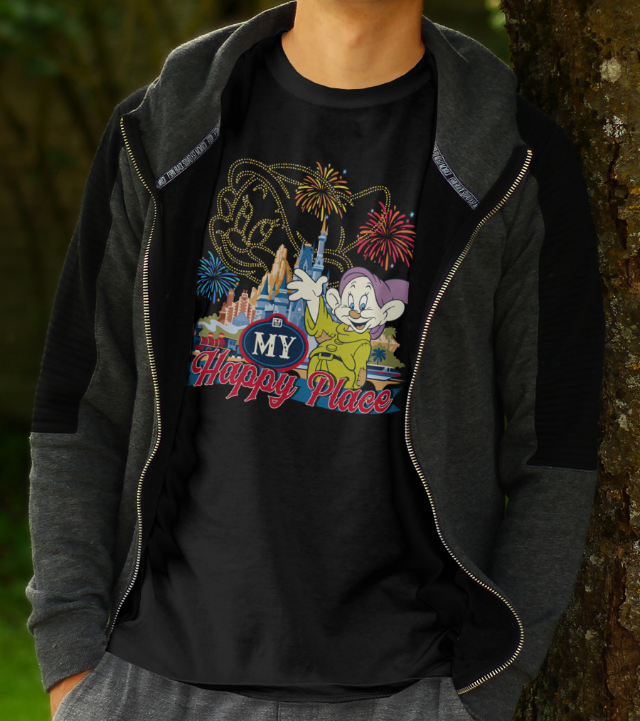 My Happy Place Dopey Fireworks Disney Castle T-Shirt