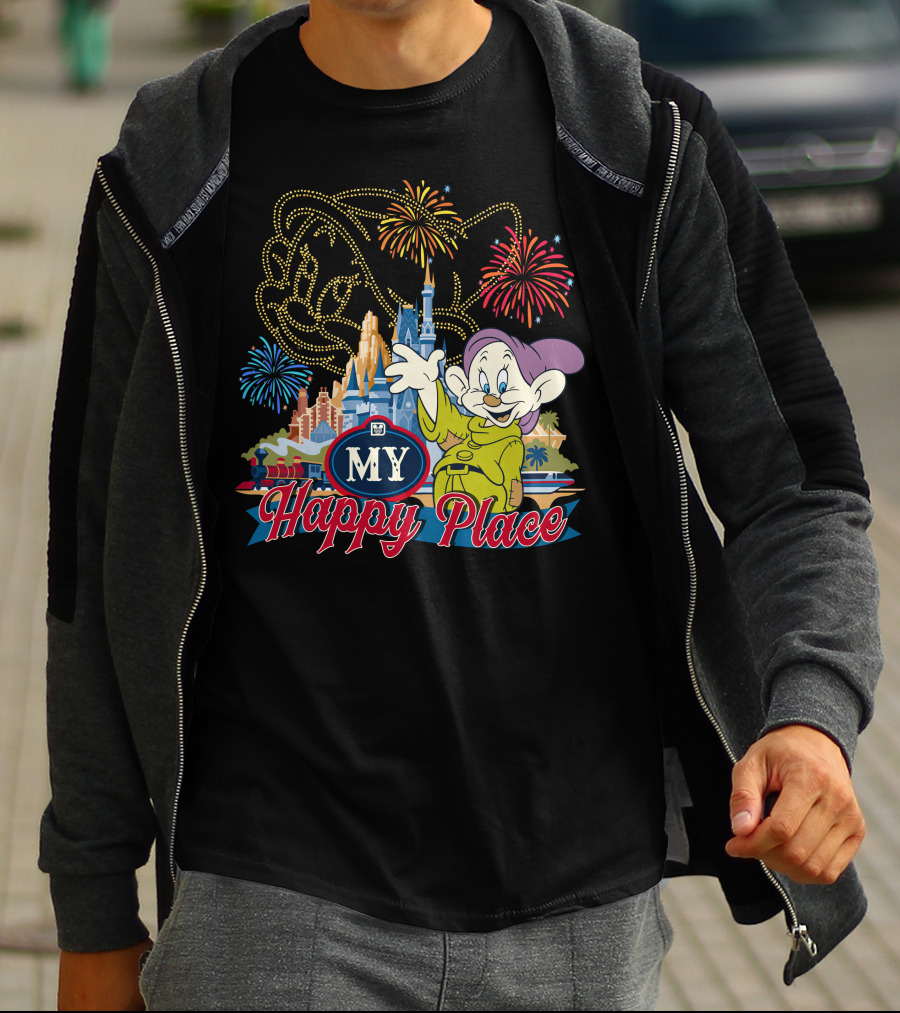 My Happy Place Dopey Fireworks Disney Castle T-Shirt