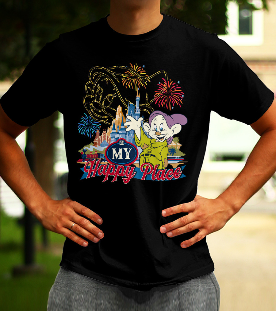 My Happy Place Dopey Fireworks Disney Castle T-Shirt