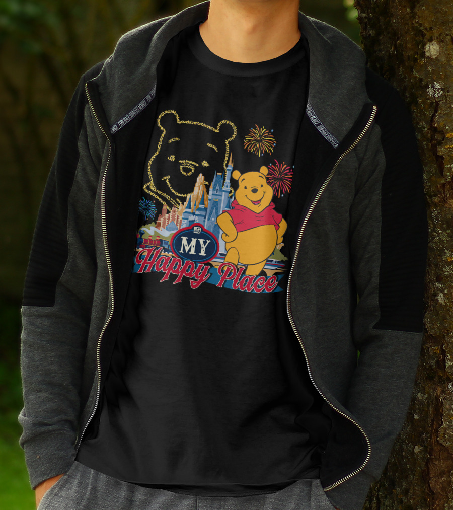 My Happy Place Pooh Fireworks Magic Kingdom T-Shirt