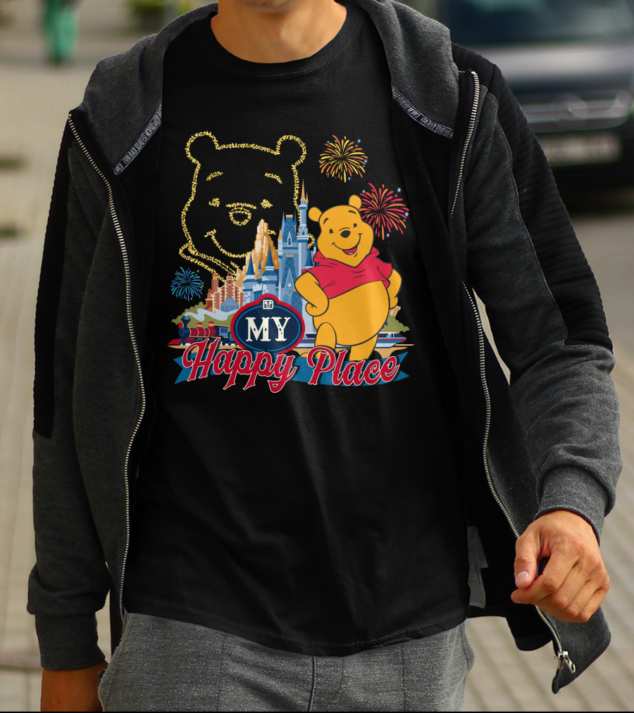 My Happy Place Pooh Fireworks Magic Kingdom T-Shirt