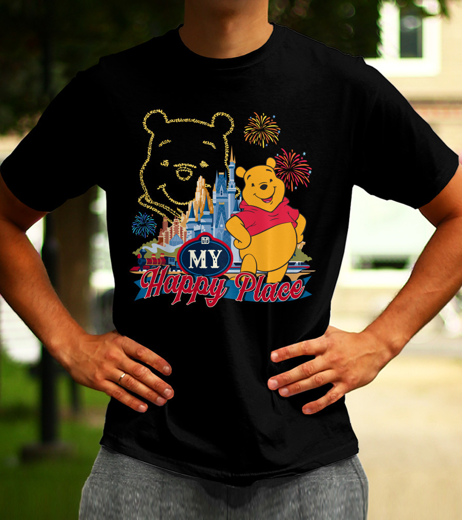 My Happy Place Pooh Fireworks Magic Kingdom T-Shirt