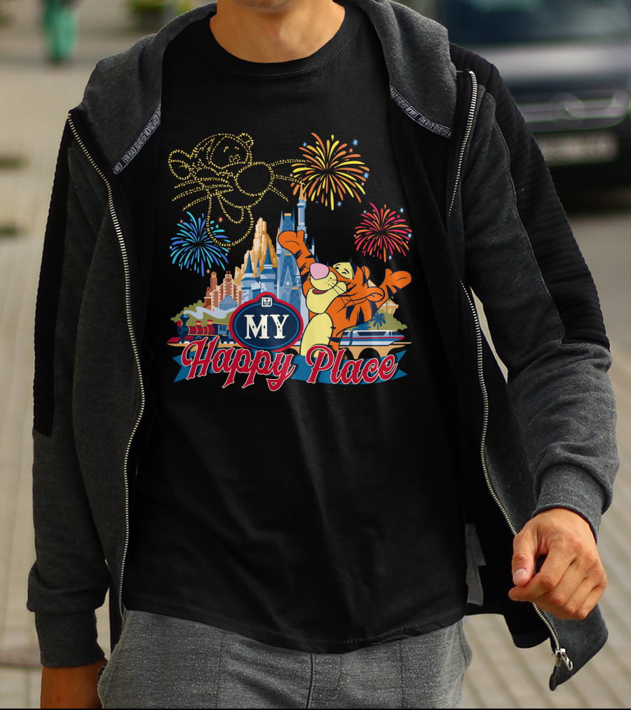 My Happy Place Tigger Castle Fireworks Celebration T-Shirt