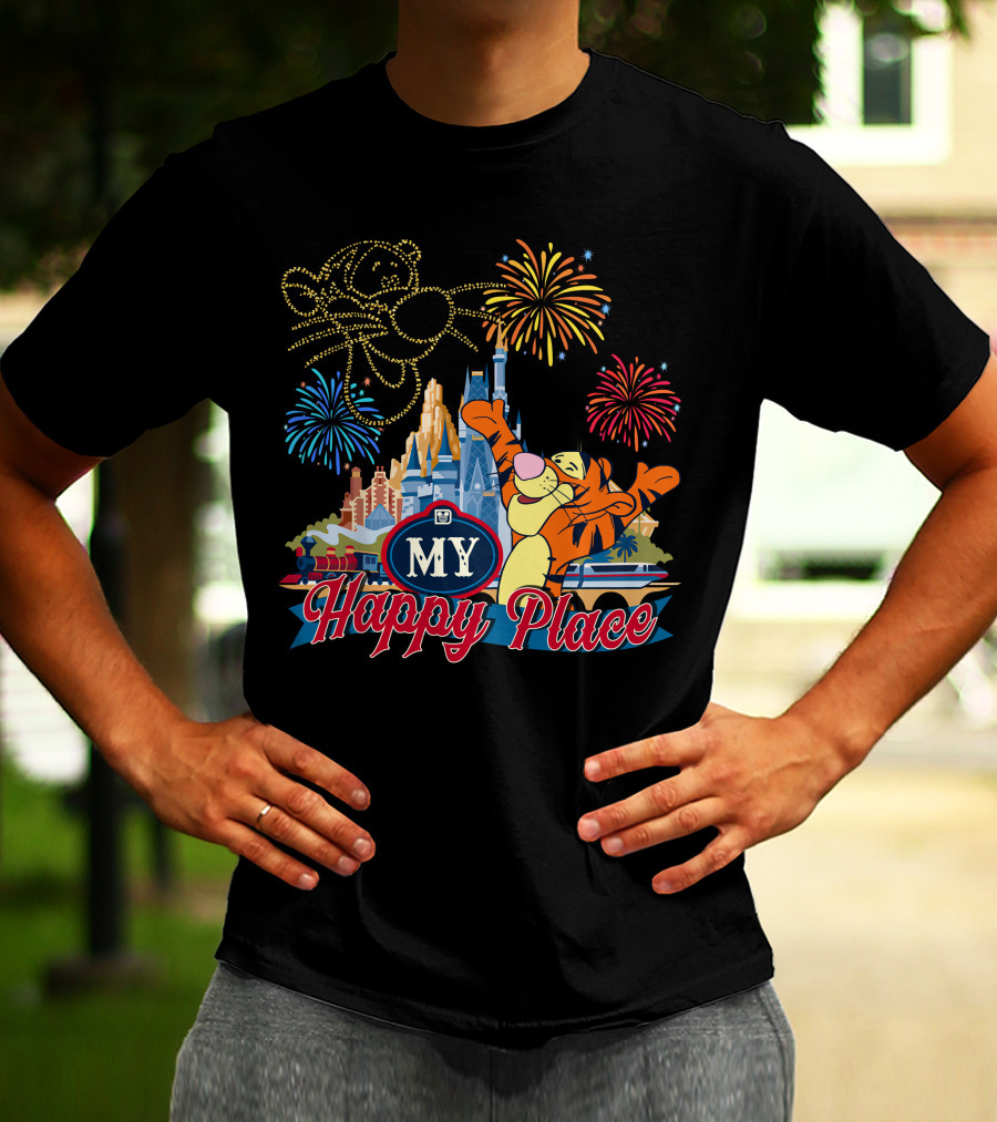 My Happy Place Tigger Castle Fireworks Celebration T-Shirt