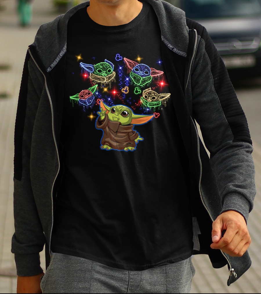 Baby Yoda Colorful Sparkling Ears Magic T-Shirt