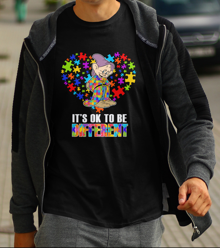 It's Ok To Be Different Dopey Puzzle Heart T-Shirt