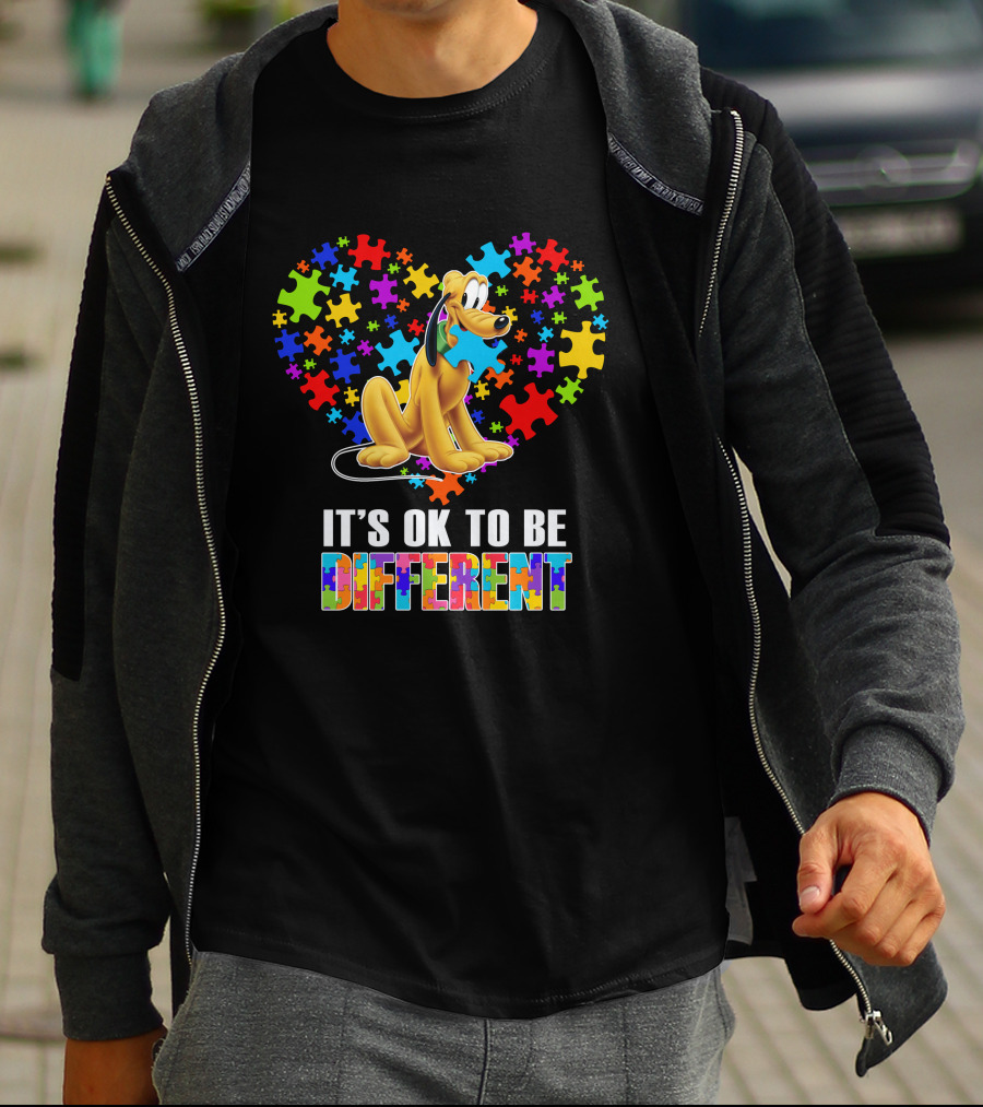 It's Ok To Be Different Pluto Puzzle Heart T-Shirt
