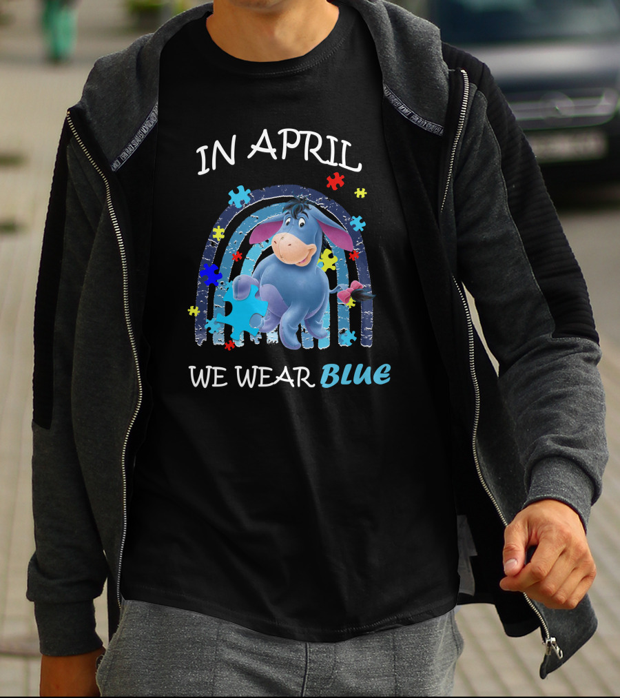 In April We Wear Blue Eeyore Puzzle Piece T-Shirt