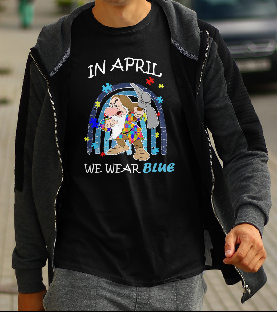 In April We Wear Blue Grumpy Puzzle Pieces T-Shirt