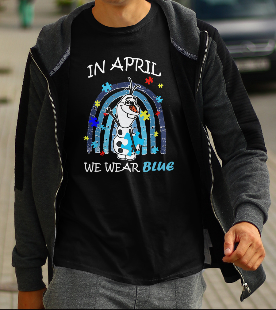 In April We Wear Blue Olaf Puzzle Pieces T-Shirt