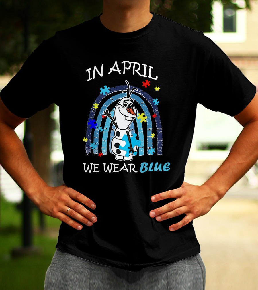In April We Wear Blue Olaf Puzzle Pieces T-Shirt