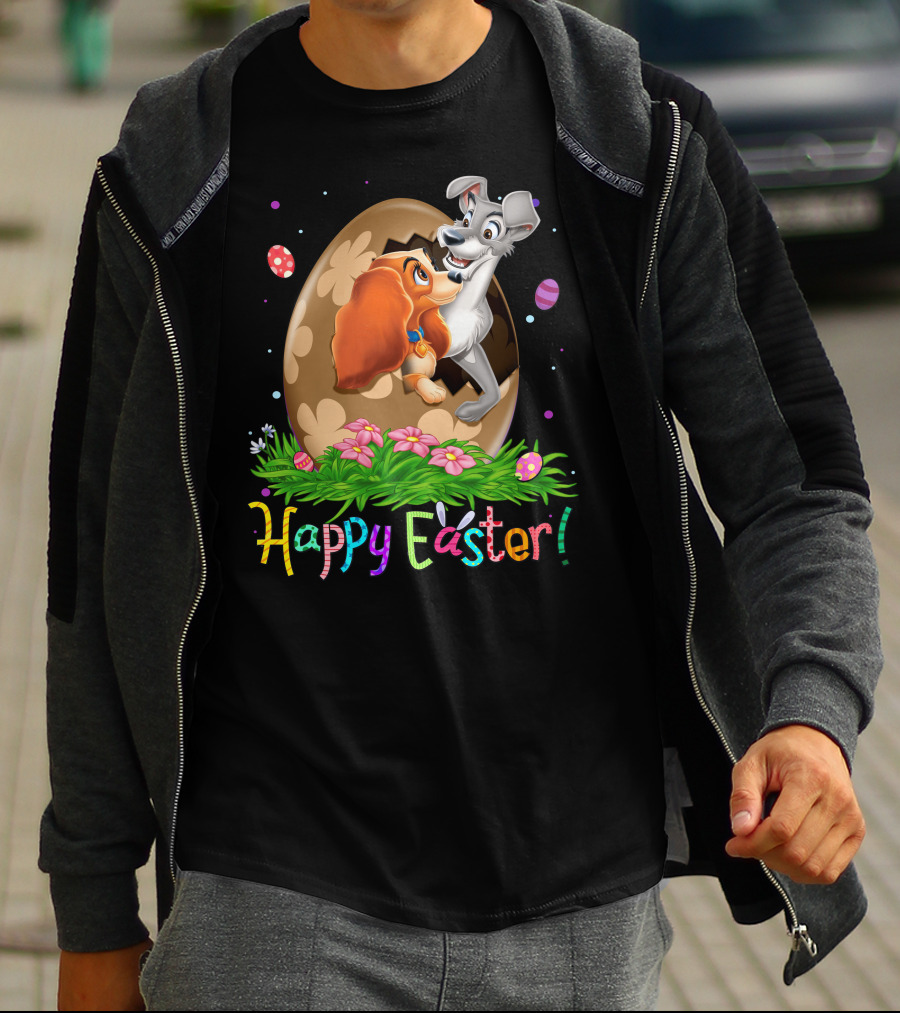 Happy Easter Lady And The Tramp Egg Scene T-Shirt