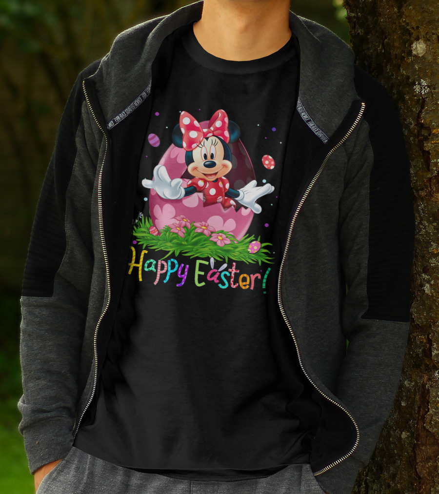 Happy Easter Minnie Mouse Pink Egg Celebration T-Shirt