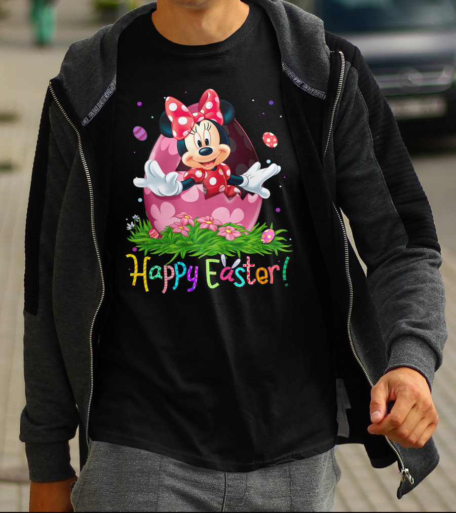Happy Easter Minnie Mouse Pink Egg Celebration T-Shirt