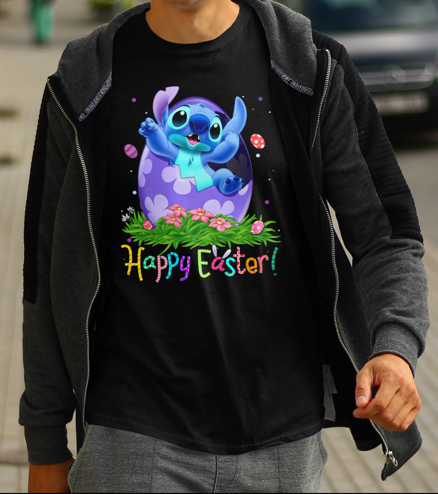 Stitch Happy Easter Egg Celebration T-Shirt