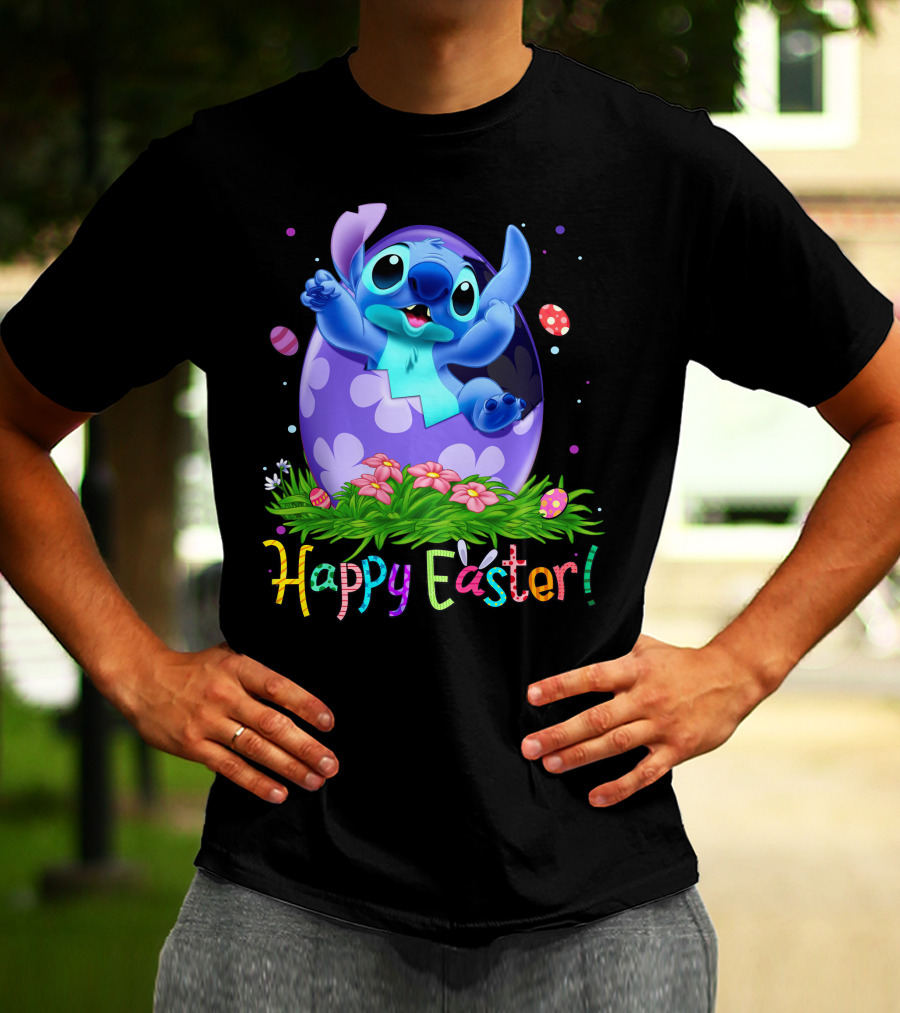Stitch Happy Easter Egg Celebration T-Shirt