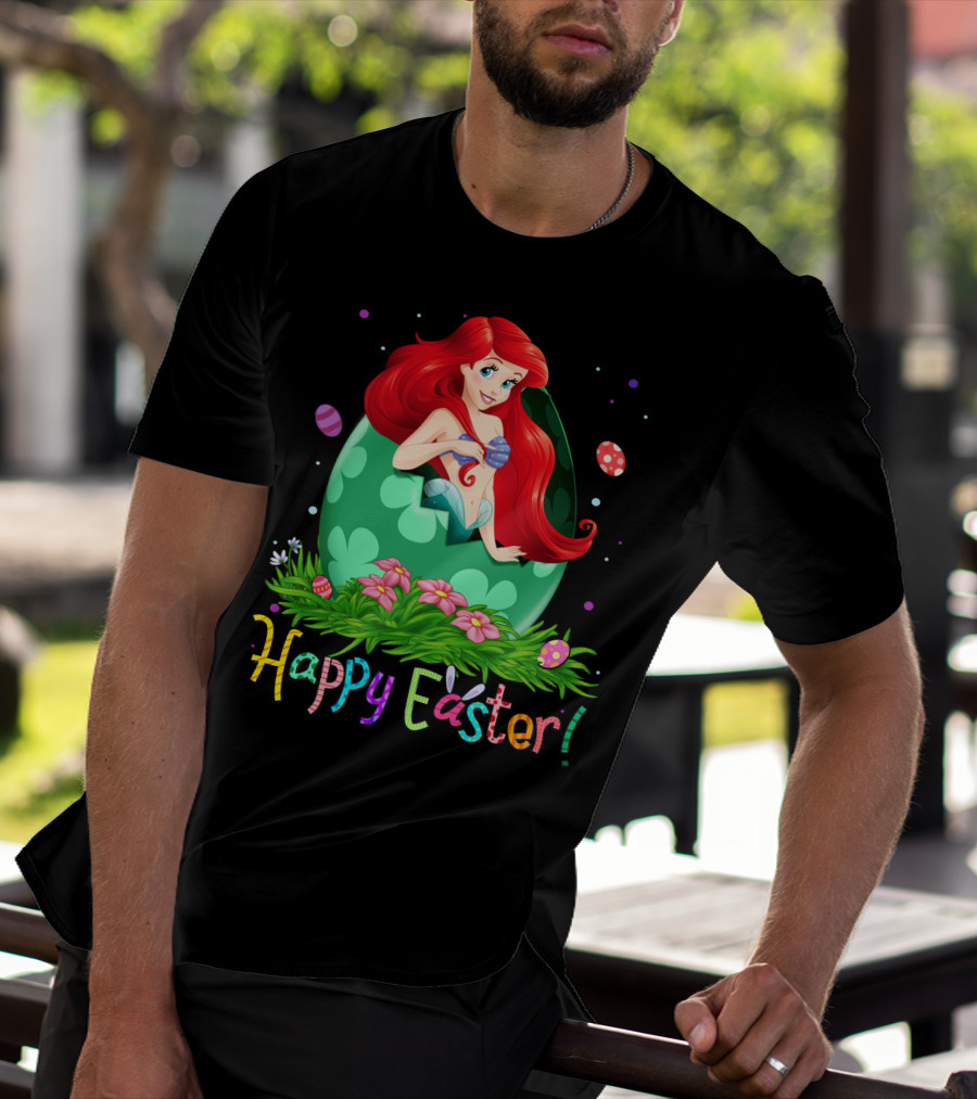Happy Easter Ariel Egg And Flowers T-Shirt