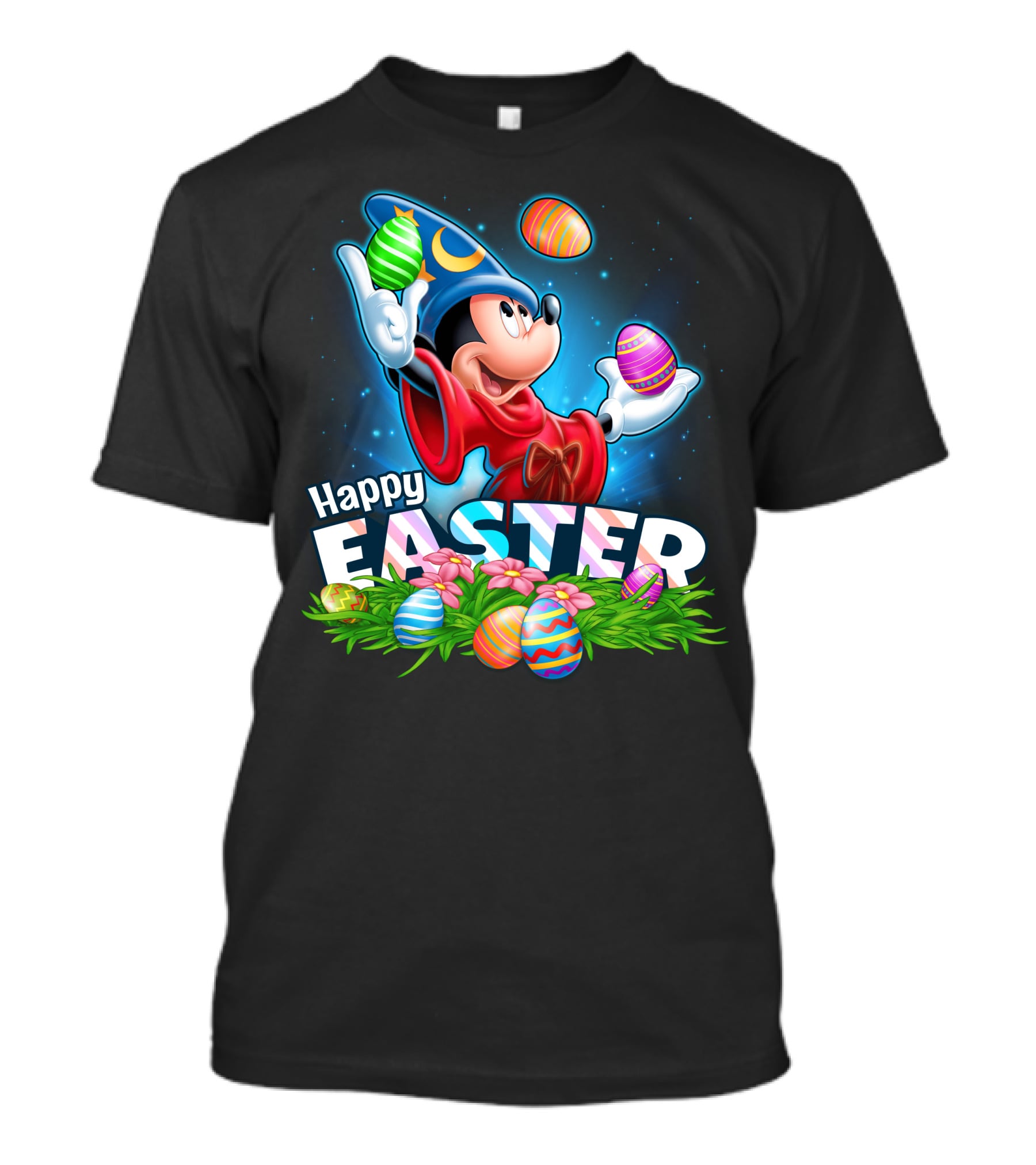Fantasia Mickey Mouse Sorcerer Hat Juggling Easter Eggs Happy Easter T-Shirt