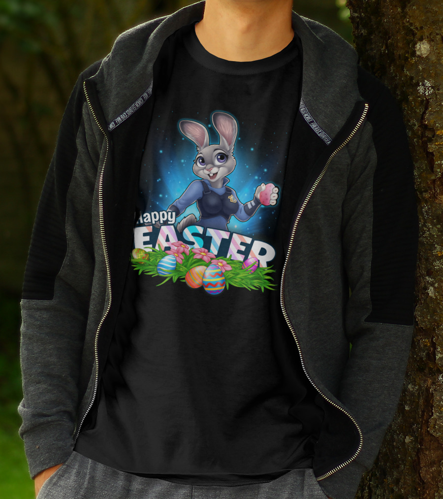 Happy Easter Judy Hopps With Colorful Easter Eggs T-Shirt