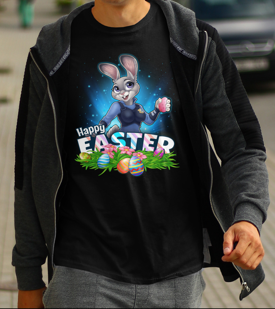 Happy Easter Judy Hopps With Colorful Easter Eggs T-Shirt