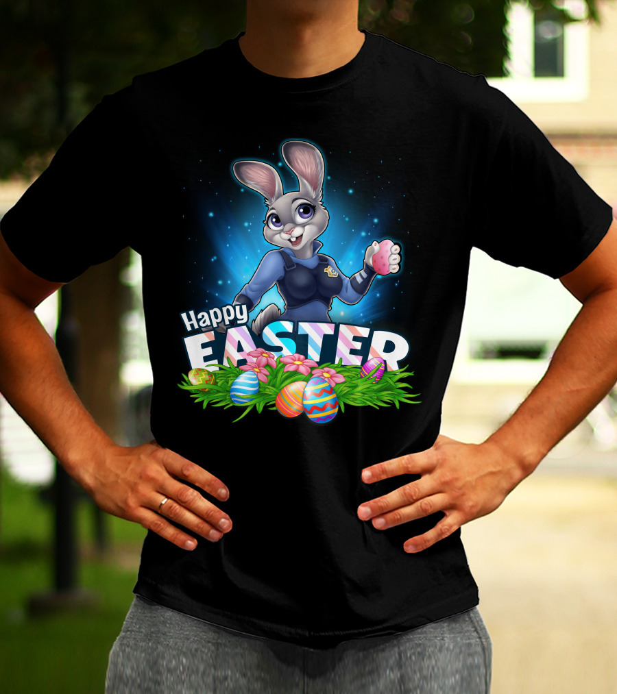 Happy Easter Judy Hopps With Colorful Easter Eggs T-Shirt