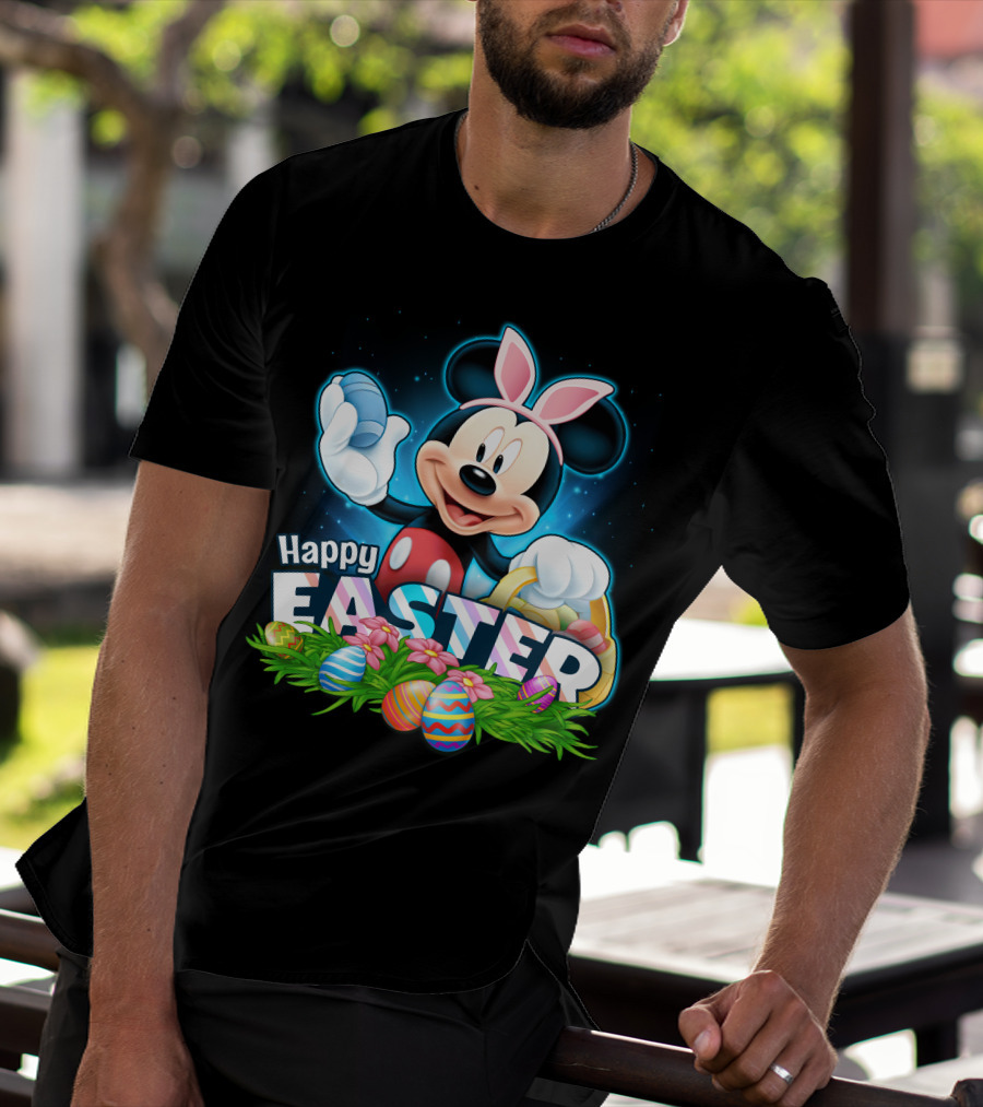 Mickey Mouse Happy Easter Bunny Ears Basket Eggs T-Shirt