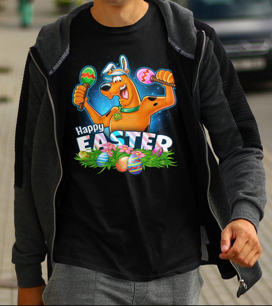 Scooby Doo Celebrates Happy Easter With Colorful Eggs And Maracas T-Shirt