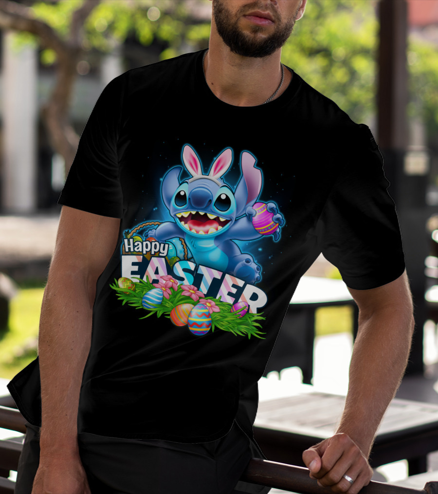 Happy Easter STITCH Easter Eggs Rabbit Ears T-Shirt