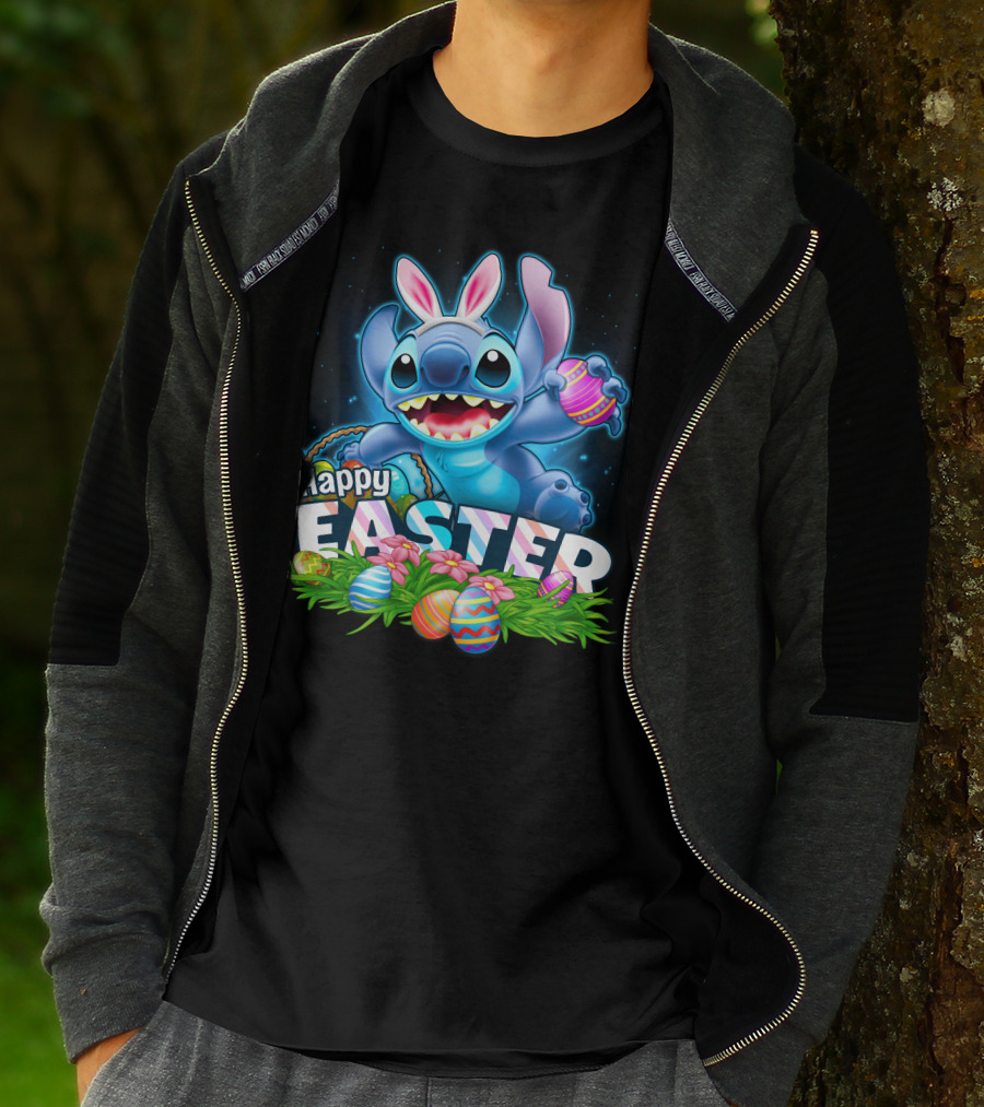 Happy Easter STITCH Easter Eggs Rabbit Ears T-Shirt