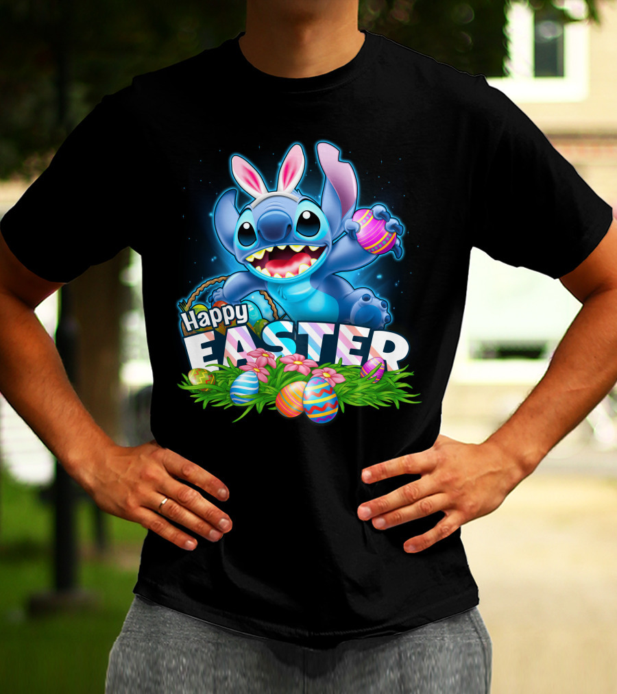 Happy Easter STITCH Easter Eggs Rabbit Ears T-Shirt