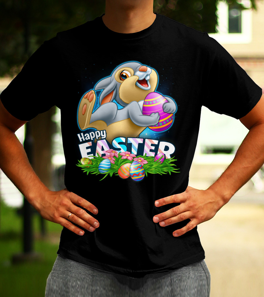 THUMPER Happy Easter Colorful Eggs And Bunny T-Shirt