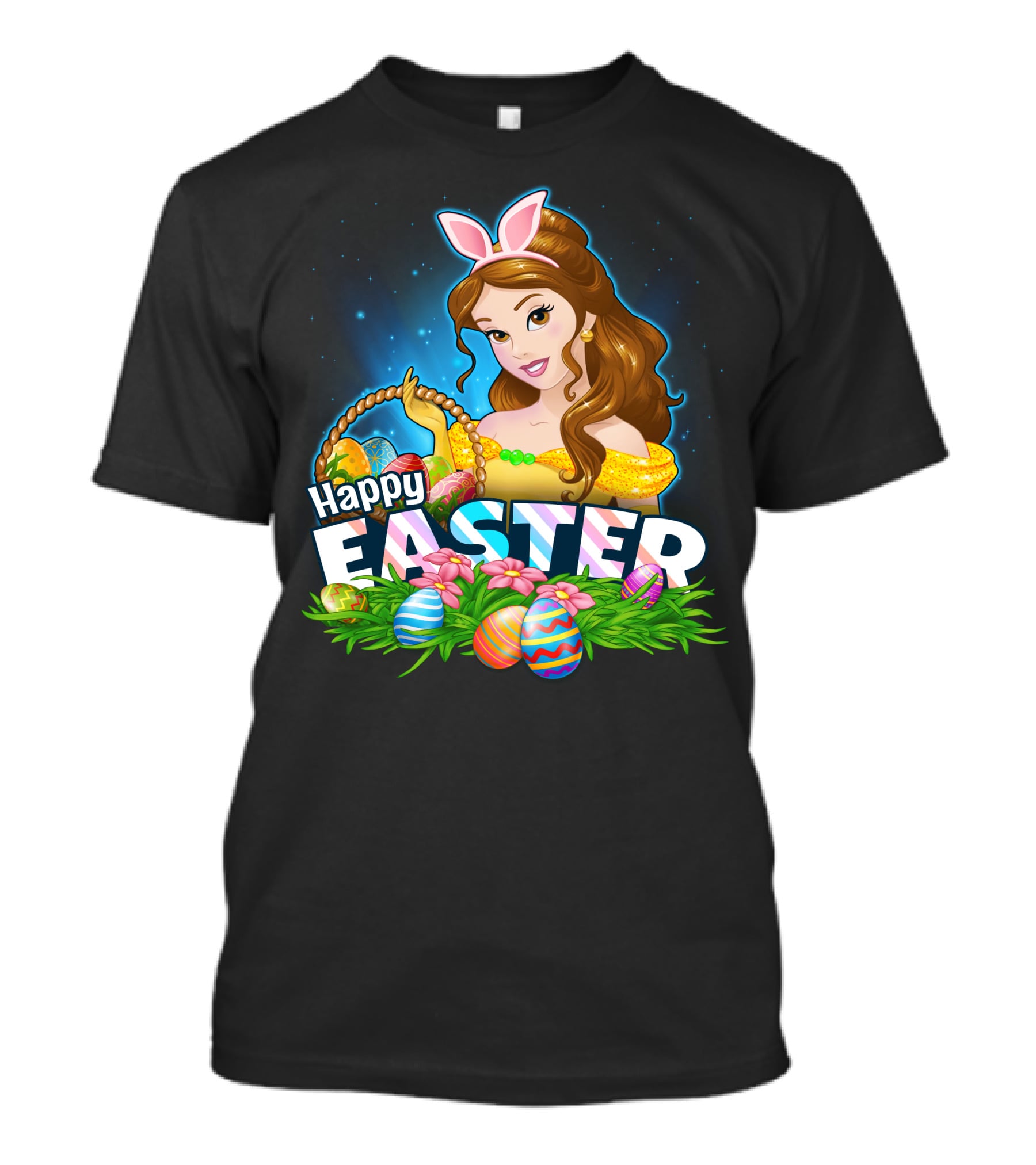 BELLA Happy Easter Basket With Decorative Eggs And Bunny Ears T-Shirt