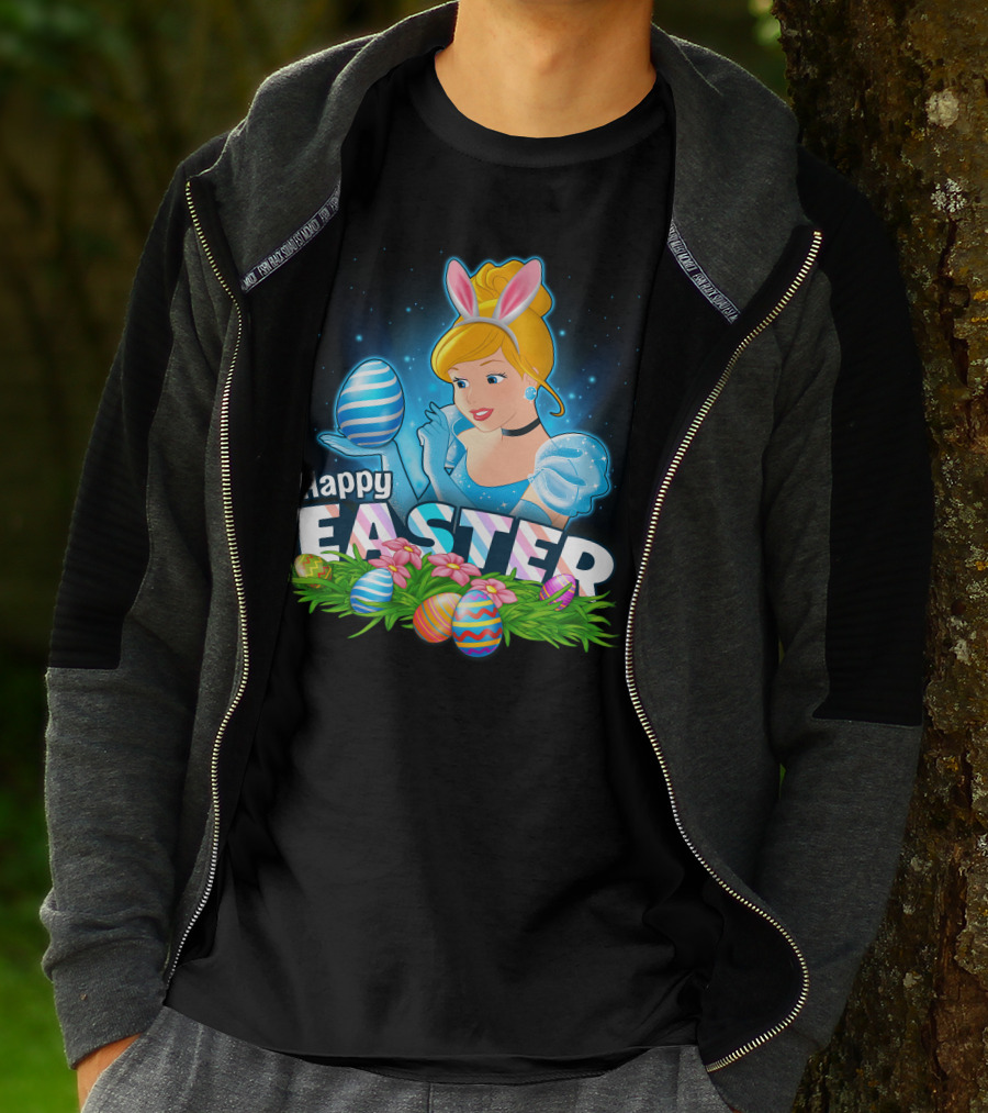 Cinderella Happy Easter Colorful Eggs And Bunny Ears T-Shirt
