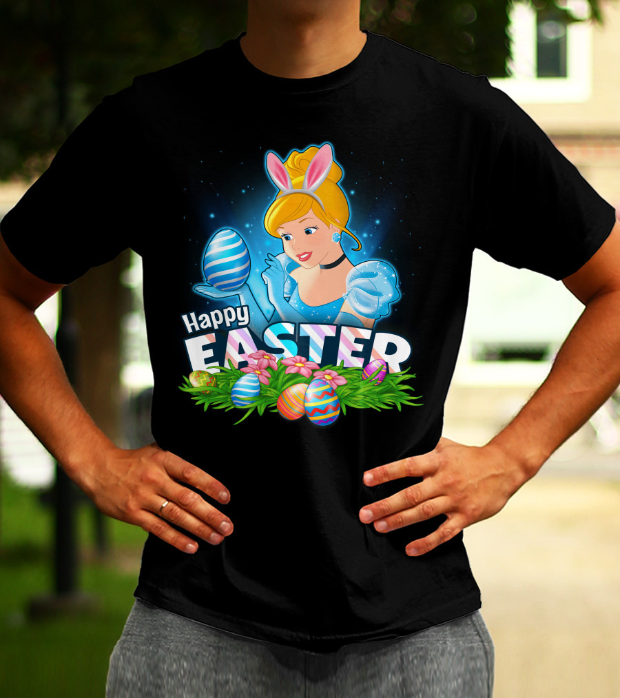 Cinderella Happy Easter Colorful Eggs And Bunny Ears T-Shirt