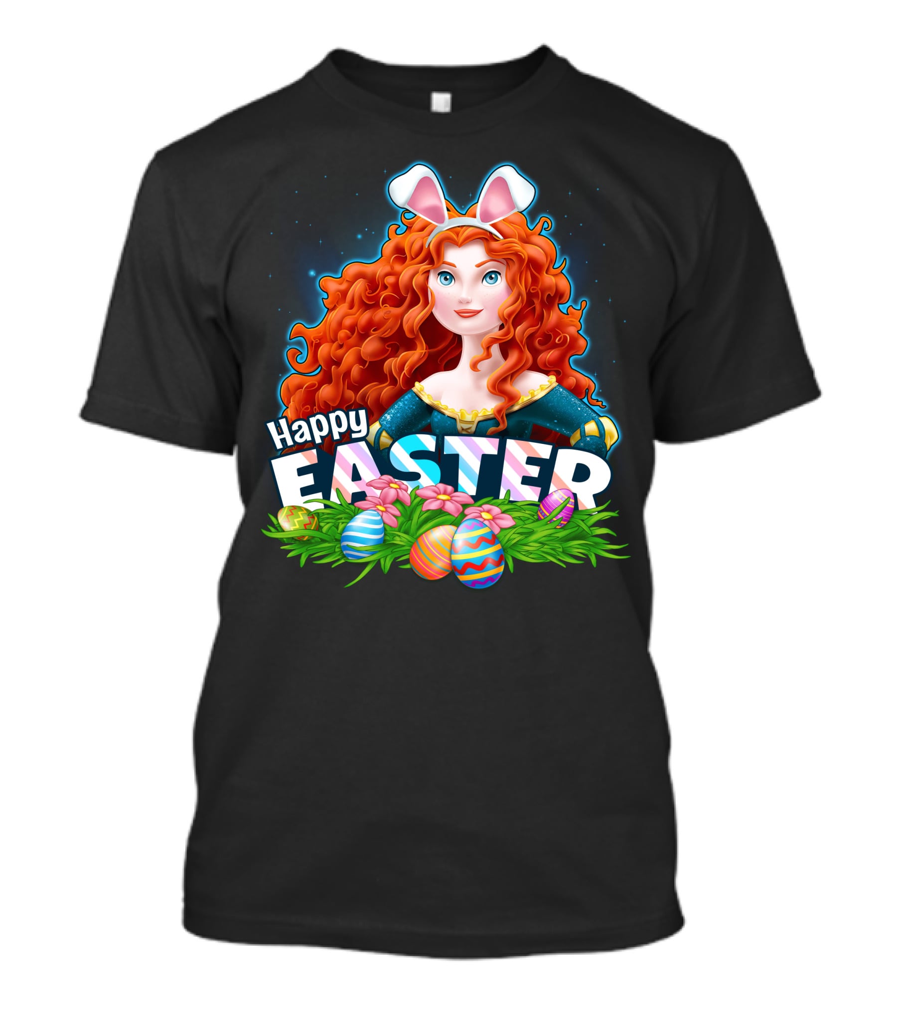 Merida Happy Easter With Bunny Ears And Easter Eggs T-Shirt