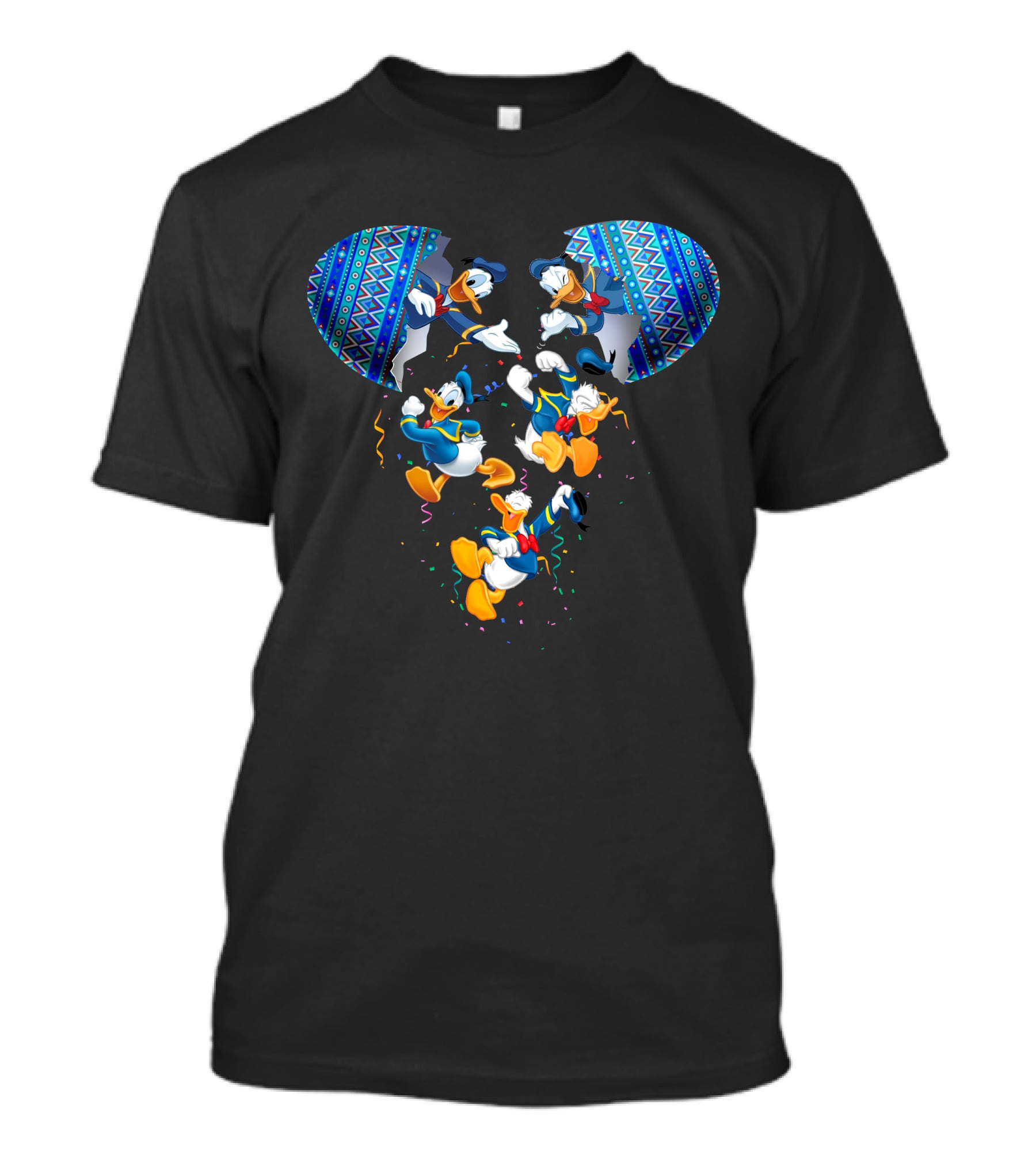 Donald Duck Mickey Mouse Head Pattern Celebration T-Shirt